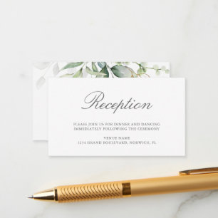 Elegant Eucalyptus Greenery Gold Wedding Reception Enclosure Card
