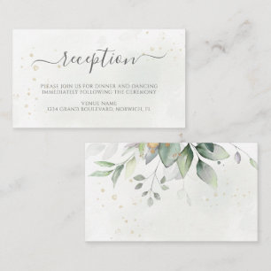 Elegant Eucalyptus Greenery Gold Wedding Reception Enclosure Card