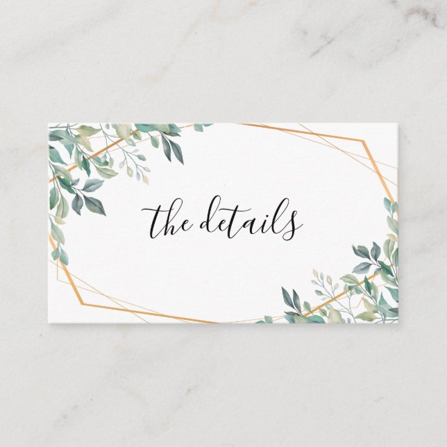 Elegant Eucalyptus Greenery Gold Wedding RSVP Enclosure Card (Front)