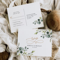 Elegant Eucalyptus Greenery Gold Wedding Rsvp