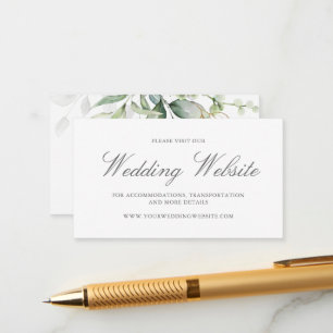 Elegant Eucalyptus Greenery Gold Wedding Website Enclosure Card