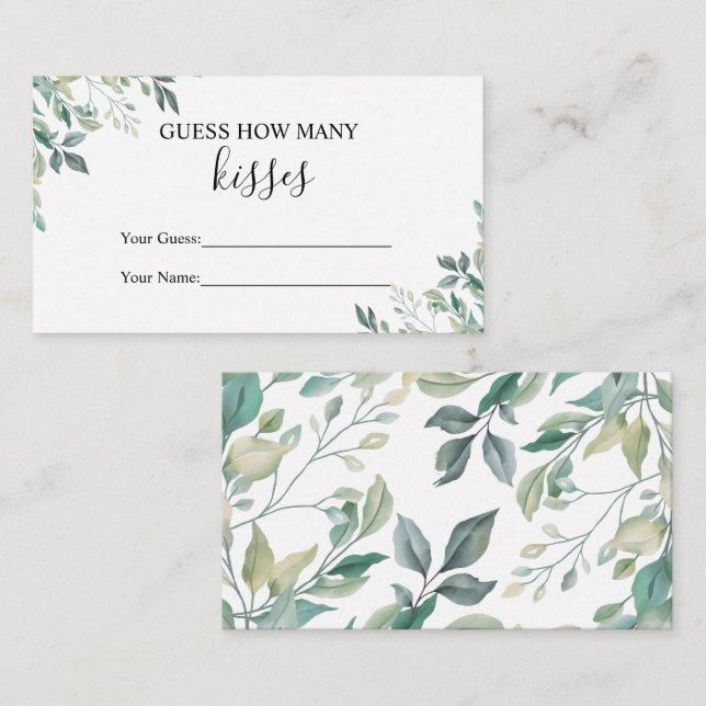Elegant Eucalyptus Greenery Guess How Many Kisses Enclosure Card (Front/Back)