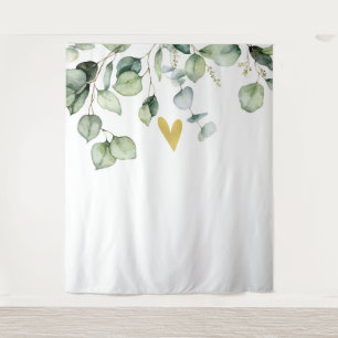 Elegant Eucalyptus Greenery Heart Wedding Backdrop Tapestry