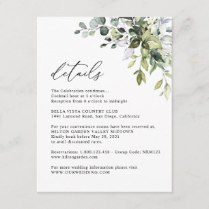 Elegant Eucalyptus Greenery Information Details Enclosure Card