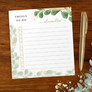 Elegant Eucalyptus Greenery Lined Things To Do Notepad