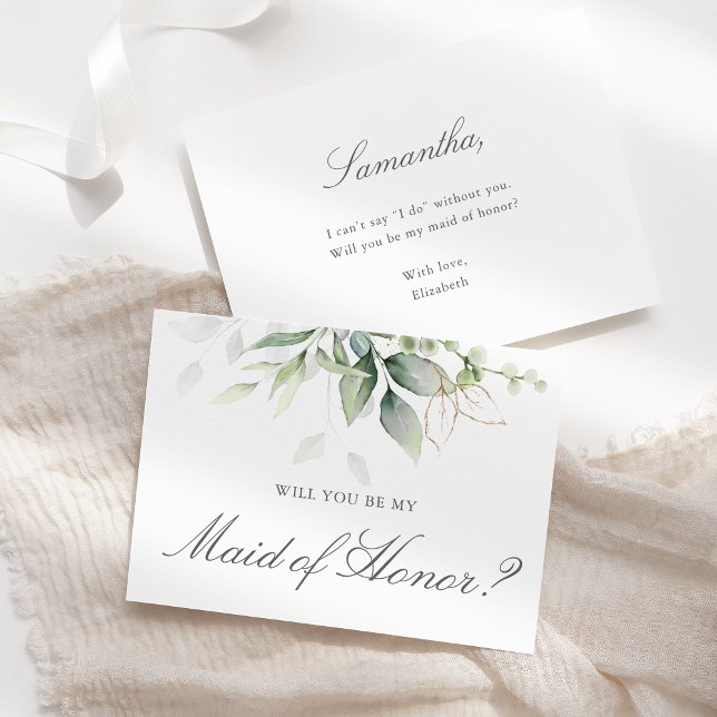 Elegant Eucalyptus Greenery Maid Of Honour Proposa Invitation (Creator Uploaded)