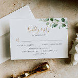 Elegant Eucalyptus Greenery Meal Options RSVP Card<br><div class="desc">Designed to coordinate with our Moody Greenery wedding collection,  this customisable RSVP card with meal options,  features watercolor greenery eucalyptus branch paired with a trendy script font in gold and classy serif font in grey. To make advanced changes,  go to "Click to customise further" option under Personalise this template.</div>