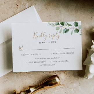 Elegant Eucalyptus Greenery Meal Options RSVP Card