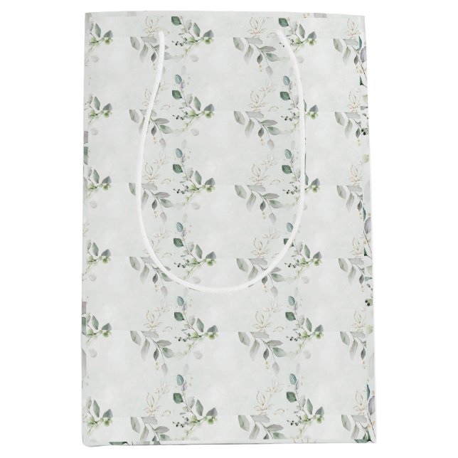 Elegant Eucalyptus Greenery Medium Gift Bag (Front)