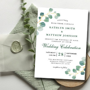 Elegant Eucalyptus Greenery Modern Wedding  Magnetic Invitation
