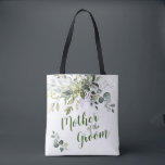Elegant Eucalyptus Greenery Mother of the Groom Tote Bag<br><div class="desc">Watercolor Ivory White Roses Greenery "mother of the groom" script and custom name on the back, elegant and romantic, great personalised gifts for mother of the groom. For further customisation, please click the "customise further" link and use our design tool to modify this template. If you need help or matching...</div>