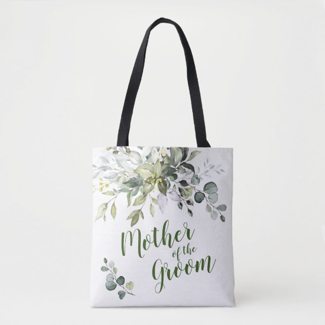 Elegant Eucalyptus Greenery Mother of the Groom Tote Bag (Front)