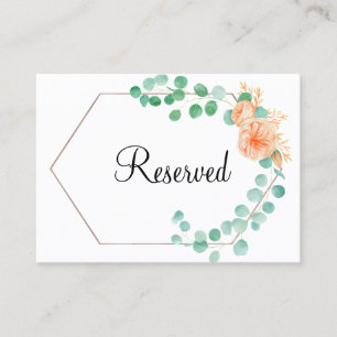 Elegant Eucalyptus Greenery Peach Floral Place Card