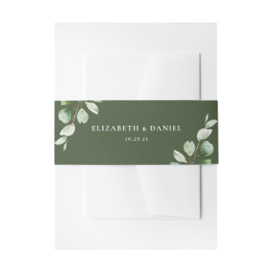 Elegant Eucalyptus Greenery Personalised Wedding Invitation Belly Band