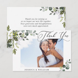 Elegant Eucalyptus Greenery PHOTO Thank You Card
