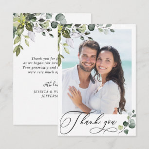 Elegant Eucalyptus Greenery PHOTO Thank You Card