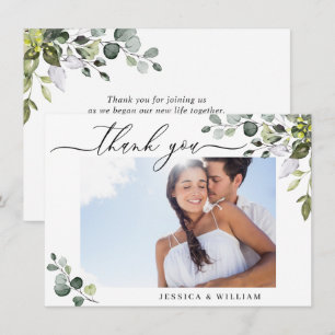 Elegant Eucalyptus Greenery PHOTO Wedding Thank You Card