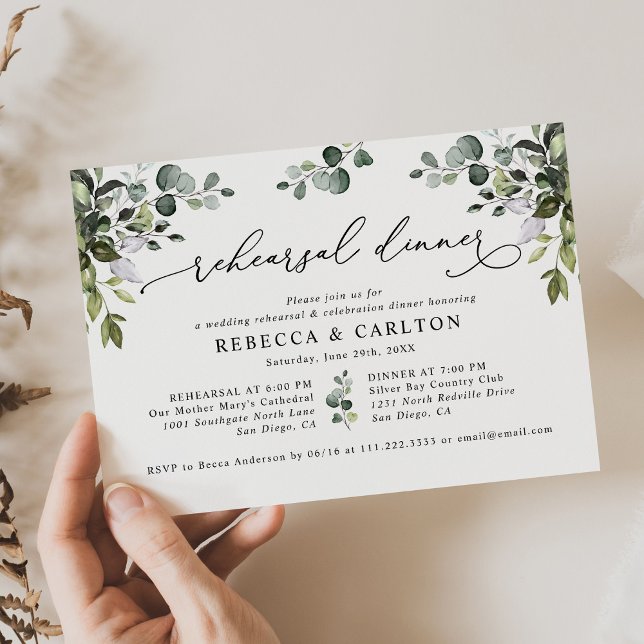 Elegant Eucalyptus Greenery Rehearsal Dinner Invitation (Creator Uploaded)