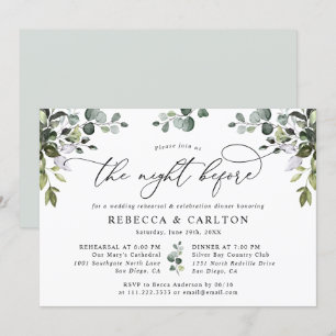 Elegant Eucalyptus Greenery Rehearsal Dinner Invitation