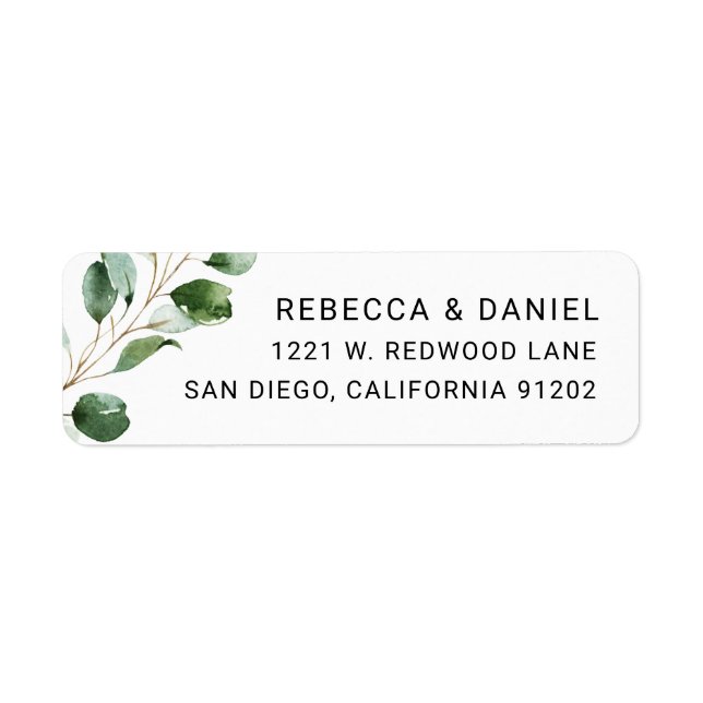 Elegant Eucalyptus Greenery Return Address Label (Front)