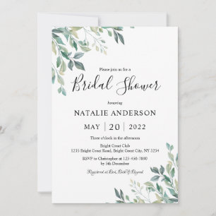 Elegant Eucalyptus Greenery Rustic Bridal Shower Invitation