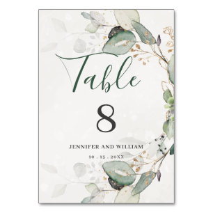Elegant Eucalyptus Greenery Rustic White Table Number