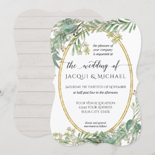 Elegant Eucalyptus Greenery Rustic Wood Watercolor Invitation