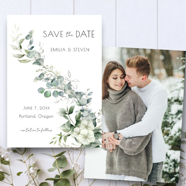 Elegant Eucalyptus Greenery Save The Date (Creator Uploaded)