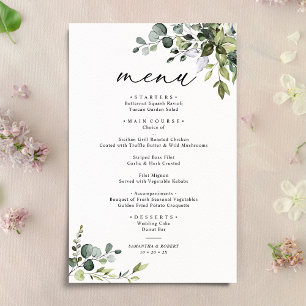Elegant Eucalyptus Greenery Simple Wedding Menu