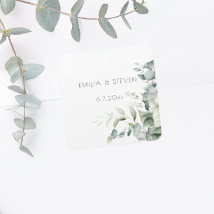 Elegant Eucalyptus Greenery Square Sticker