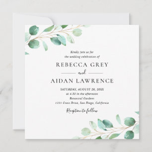 Elegant Eucalyptus Greenery Square Wedding Invitation
