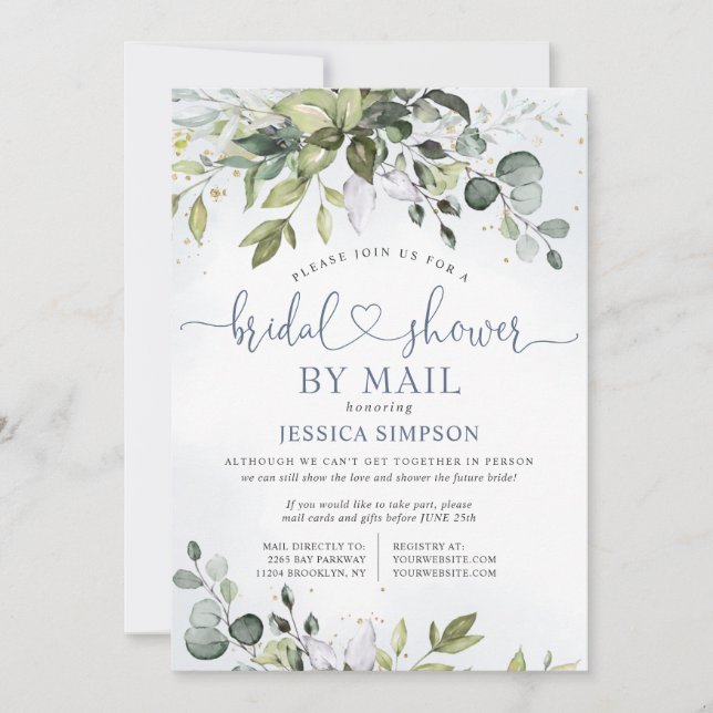 Elegant Eucalyptus Greenery virtual Bridal Shower Invitation (Front)
