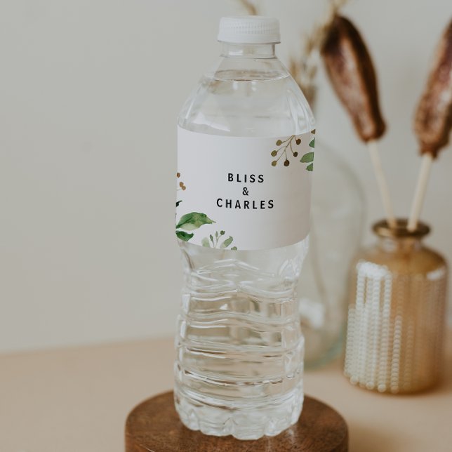 Elegant Eucalyptus Greenery Water Bottle Label (Creator Uploaded)