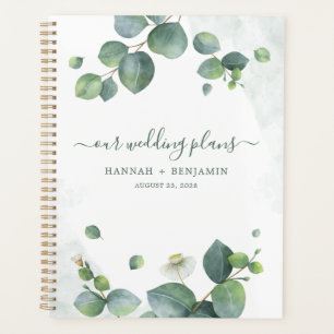 Elegant Eucalyptus Greenery Watercolor Wedding Planner