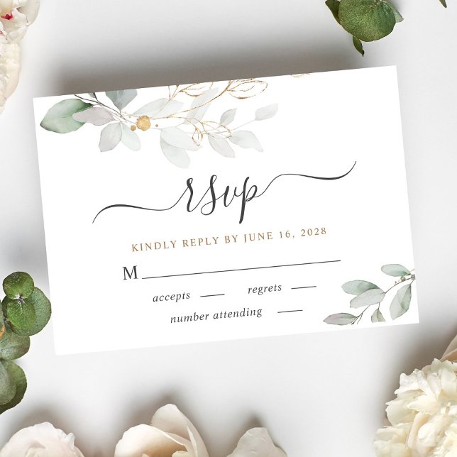 Elegant Eucalyptus Greenery Watercolor Wedding RSVP Card (Creator Uploaded)