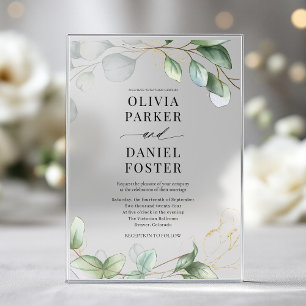 Elegant Eucalyptus Greenery Wedding Acrylic Invitations