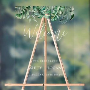 Elegant eucalyptus greenery Wedding acrylic Sign