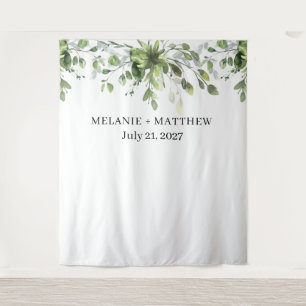 Elegant Eucalyptus Greenery Wedding Backdrop Tapestry