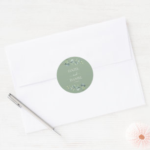 Elegant Eucalyptus Greenery Wedding  Classic Round Sticker