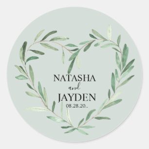 Elegant eucalyptus greenery wedding classic round sticker