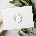 Elegant Eucalyptus Greenery Wedding Classic Round Sticker<br><div class="desc">Prepare to be captivated by our stunning lush greenery wedding suite! Bursting with beautiful illustrations of eucalyptus leaves and enhanced by romantic calligraphy, this suite is the perfect finishing touch for your magical garden-themed wedding. If you're dreaming of something extra special or have unique requests, don’t hesitate to reach out...</div>