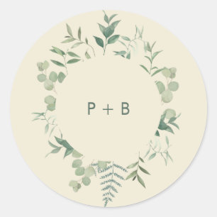 Elegant Eucalyptus Greenery Wedding Classic Round Sticker