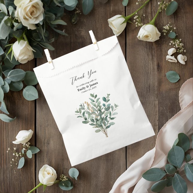 Elegant Eucalyptus Greenery Wedding Favour Bag  (Creator Uploaded)