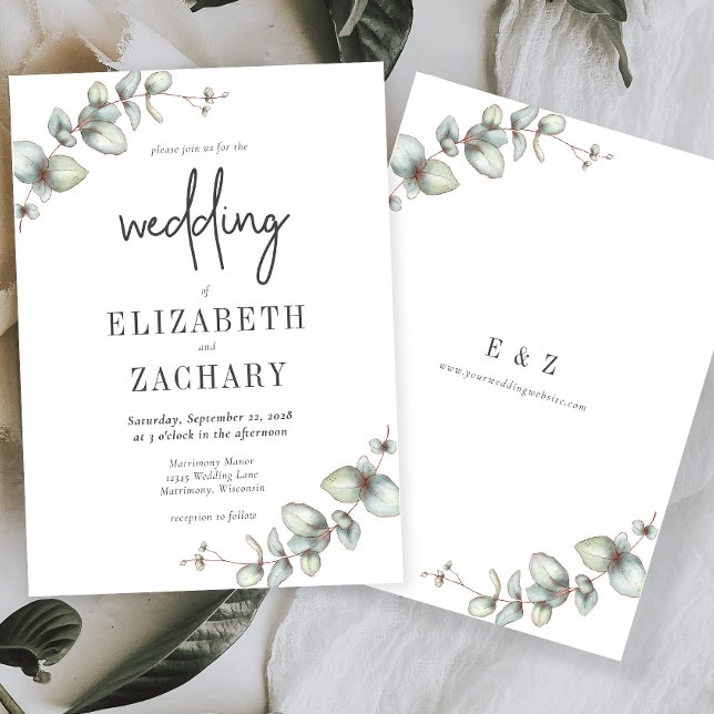 Elegant Eucalyptus Greenery Wedding Invitation (Creator Uploaded)