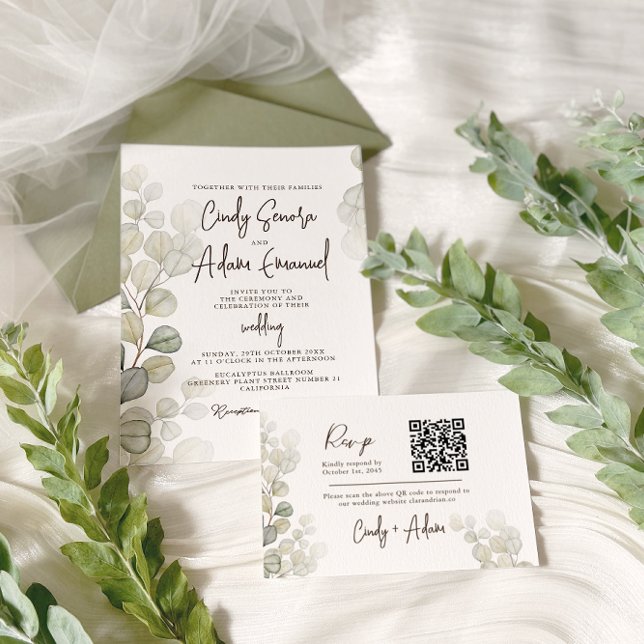 Elegant Eucalyptus Greenery Wedding Invitation (Creator Uploaded)