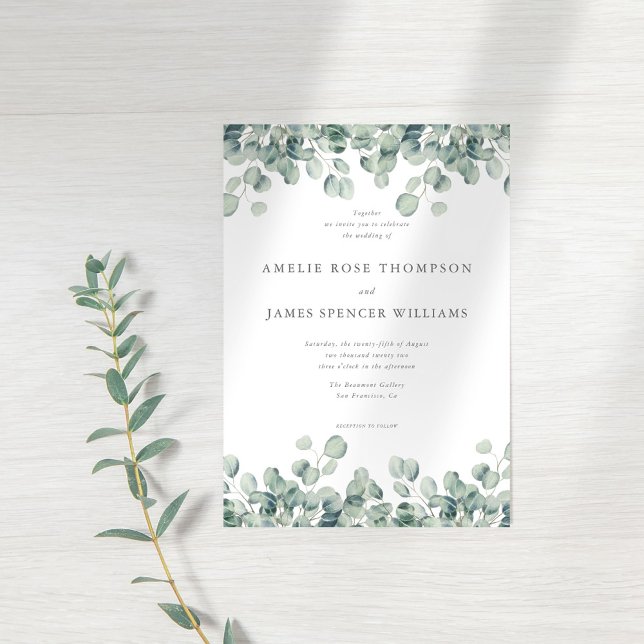 Elegant Eucalyptus Greenery Wedding Invitation (Creator Uploaded)