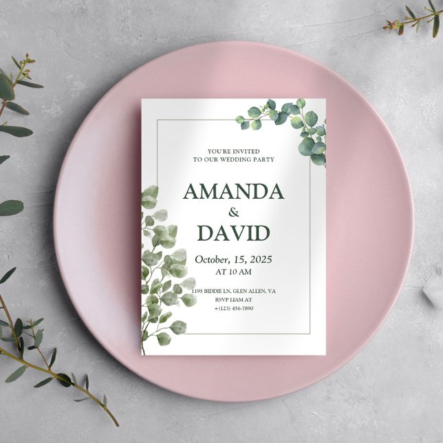Elegant Eucalyptus Greenery Wedding Invitation (Creator Uploaded)