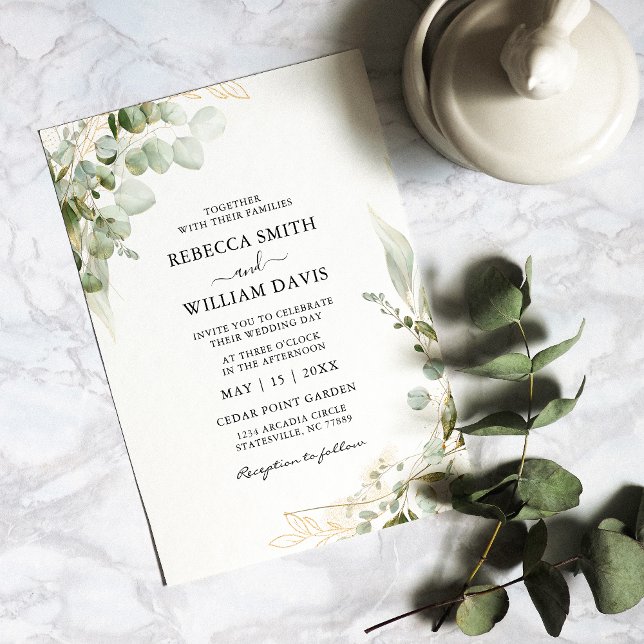 Elegant Eucalyptus Greenery Wedding Invitation (Our elegant Eucalyptus Invitation sets the tone for a sophisticated and memorable celebration.)