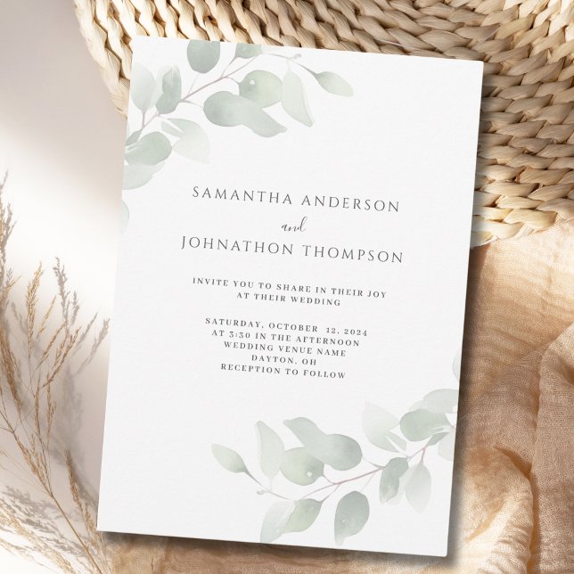 Elegant Eucalyptus Greenery Wedding Invitation (Creator Uploaded)