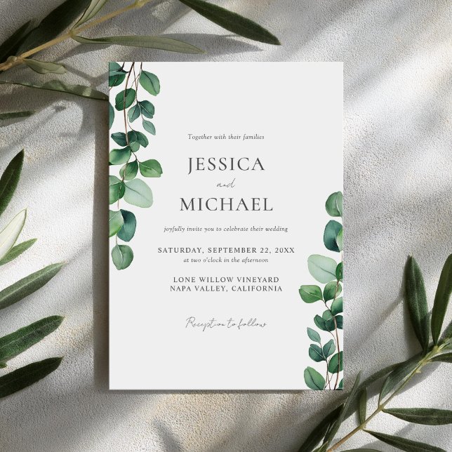 Elegant Eucalyptus Greenery Wedding Invitation (Creator Uploaded)